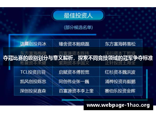 夺冠比赛的级别划分与意义解析，探索不同竞技领域的冠军争夺标准